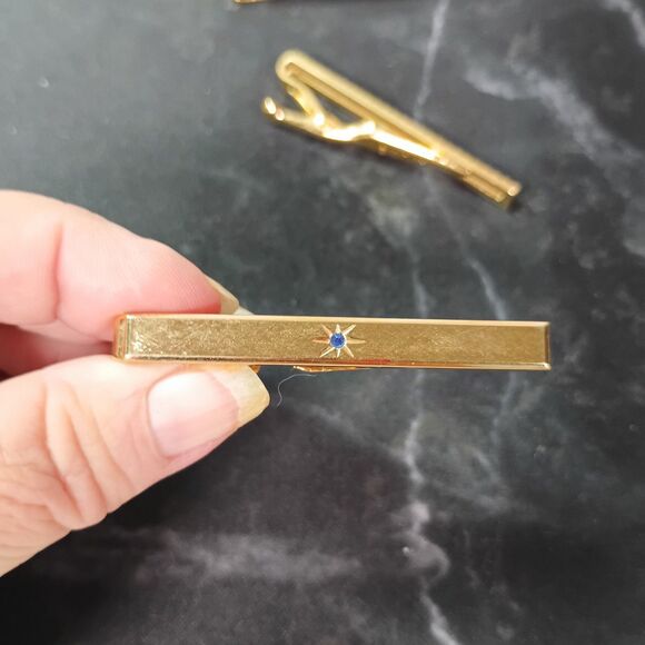 3pc AVON Tie Bars Gold Tone Clips Vintage Men’s Accessories Classic Style - Picture 7 of 14